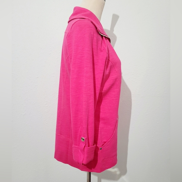 NEW Lizwear Pink Zip Up Jacket Womens Medium 100% Cotton Activewear Lightweight - Picture 5 of 13